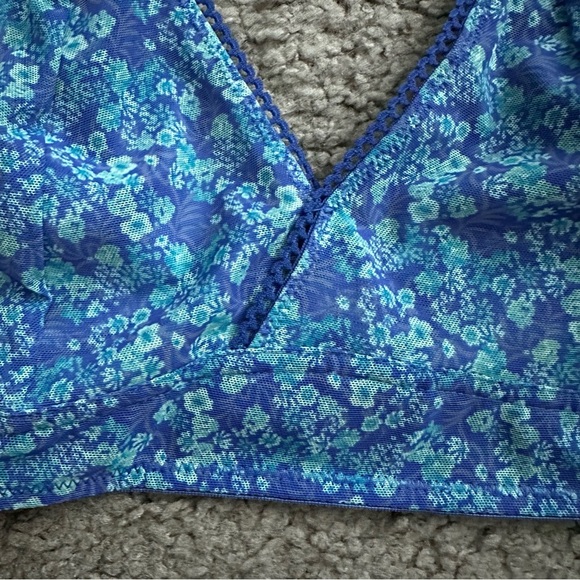 Arizona Body Bralette Mesh Acid Lime Floral Garden Blue Size S - Picture 4 of 11